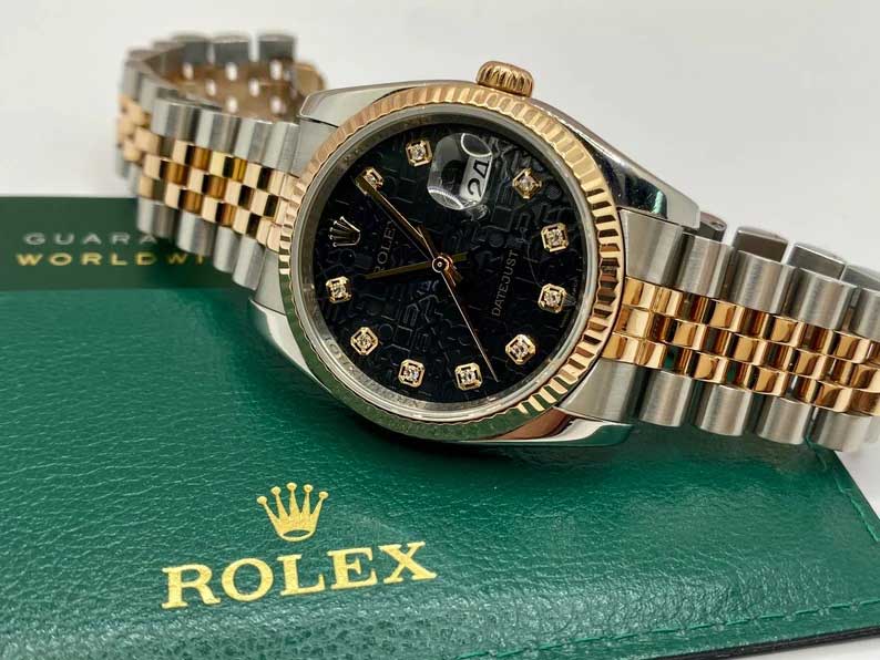 Rolex Datejust 36mm Diamonds Chocolate Jubilee Dial Steel 18K Rose Gold Unisex Wristwatch
